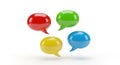 Four Colorful Glossy Speech Bubbles on White Background chat communication Royalty Free Stock Photo
