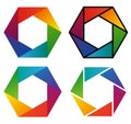 Four colorful hexagon spectrum rainbow icons