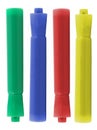 Four colorful highlighters isolated on pure white Royalty Free Stock Photo