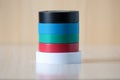 Four colorful insulating tapes to insulate the twist of electrical wires Royalty Free Stock Photo