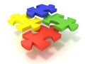 Four colorful jigsaw puzzle pieces set apart Royalty Free Stock Photo
