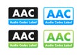 Advanced audio coding label in different colors representing audio codec