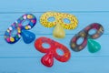 Four colorful masks for kids Birthday party.