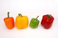 Four colorful paprica vegetables