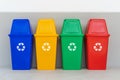 Four colorful recycle bins Royalty Free Stock Photo