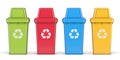 Four colorful recycle bins Front view 3D Royalty Free Stock Photo