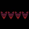 Four colorful red blue fractal hearts on black tile Royalty Free Stock Photo