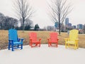 Muskoka colorful chairs in park Royalty Free Stock Photo