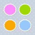 Colorful seasonal stickers with scalloped edges