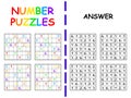 Four colorful sudoku set with answer vector illustration Royalty Free Stock Photo