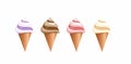 four ice cream on a white background