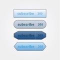 Four colorfully buttons for website or presentation. Simple beveled buttons.