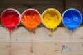 four colors of ink for print tee shirt flowed out of barrel