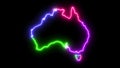 Four-colors neon glowing Australia map silhouette