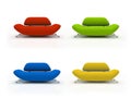 Four colourful sofas isolated on white background Royalty Free Stock Photo
