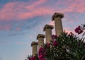 The Four Columns, created by Josep Puig i Cadafalch, re-erected on the square in front of National Museum in Barcelona, Spain Royalty Free Stock Photo