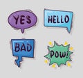 four comic bubbles icons