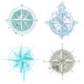 Four compass rose Royalty Free Stock Photo