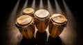 Four Conga Drums on a Stage with Dramatic Lighting Royalty Free Stock Photo