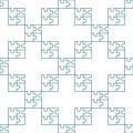 Four connected Jigsaw Puzzle Pieces vector outline seamless pattern