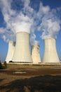 four cooling towers of nuclear power plant Royalty Free Stock Photo