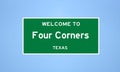 Four Corners, Texas city limit sign. Town sign from the USA