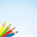 Set of crayons on blue background, eps.