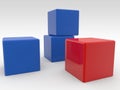 Four cubes in blue and red colors Royalty Free Stock Photo