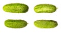 Four cucumbers on a white background