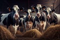 Four curious cows staring at the camera.