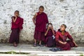 Bhutanese young novice monks play game , Bhutan