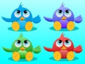 Four cute Birds