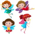 Four cute fairies flying Royalty Free Stock Photo