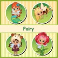 Four cute fairies - mermaid, bee, lamb and flower Royalty Free Stock Photo