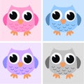 Four cute owls Royalty Free Stock Photo
