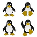 Four cute penguin cartoons Royalty Free Stock Photo