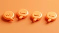 Four 3D speech bubble icons, isolated on an orange background. 3D Chat Icon Set. Royalty Free Stock Photo