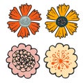 Four decorative flowers for decoration