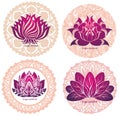 Four decorative lotuses symbol Royalty Free Stock Photo