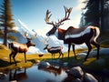 Four deer in an amazing landscape