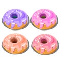 Four delicious donuts with different fillings