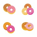Four Delicious Donuts with Sprinkles in Various Colors Royalty Free Stock Photo