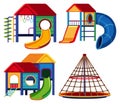 Four designs of playhouse with slide and climbing pole