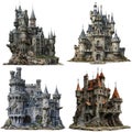 Four Detailed 3D Rendered Stone Castles Royalty Free Stock Photo