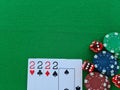 Four deuces poker casino chips and dice Royalty Free Stock Photo