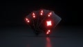 Four Diamonds Aces Playing Cards With Glowing Neon Lights Isolated On The Black Background - 3D Illustration Royalty Free Stock Photo