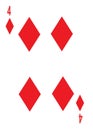 The four of diamonds card in a regular 52 card poker playing deck Royalty Free Stock Photo