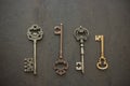 Four Antique Keys in a Row Royalty Free Stock Photo