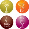 Four different beverage icon logos