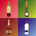 Four different bothles with alcoholic drinks Royalty Free Stock Photo